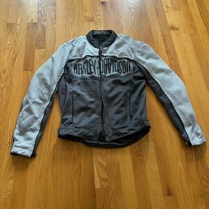 Harley-Davidson Women's Black and Gray Mesh Jacket Vintage